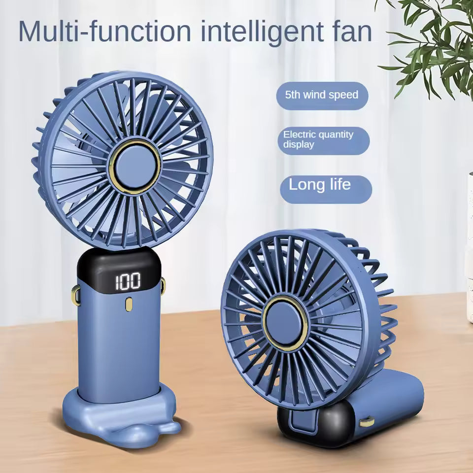 Mini USB Portable Foldable Neck Fan 5 Speed Rechargeable